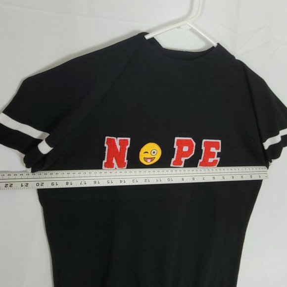 Ultra Flirt Knit Sweater Long Sleeve NOPE Funny Emoji Black - Picture 4 of 11
